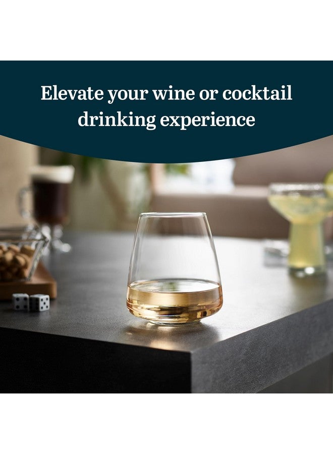 Libbey Stackable Stemless Wine Glasses Set of 6, Tapered Bulb Shaped All Purpose Wine Glass Set, Dishwasher Safe Glass Wine Glasses, Cocktail - Image 2