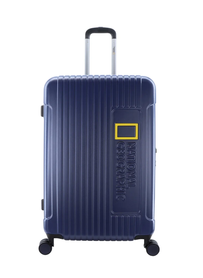 ناشيونال چيوغرافيك National Geographic Canyon ABS/PC Hardshell Large Check-In Suitcase Metallic Blue, Durable Lightweight Expandable Anti-theft Zipper TSA Lock Travel Luggage, 4 Double Wheel Trolley Bag (28 Inch)