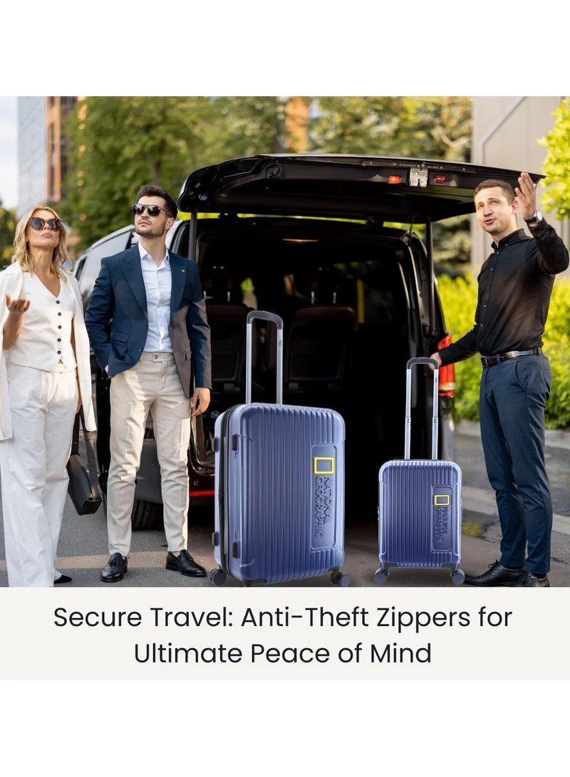 NATIONAL GEOGRAPHIC National Geographic Canyon ABS/PC Hardshell Large Check-In Suitcase Metallic Blue, Durable Lightweight Expandable Anti-theft Zipper TSA Lock Travel Luggage, 4 Double Wheel Trolley Bag (28 Inch)