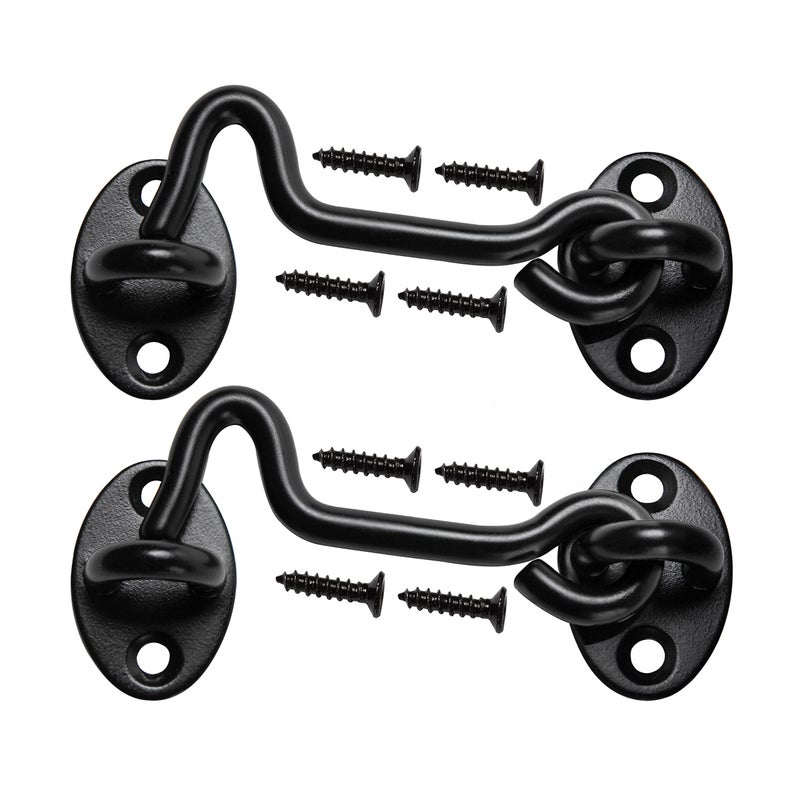 Klurent 4"" Barn Door Latch Door Lock Hardware  Sliding Door Lock Eye Hook Latch With Screws  Rust-Resistant Metal Gate Latch(2 Pack) - Image 1