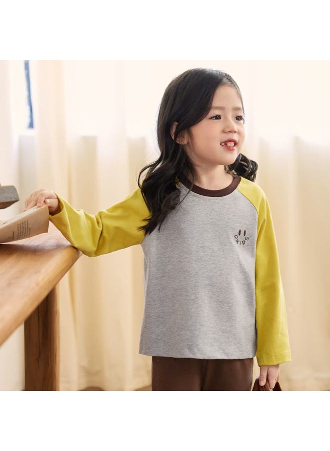 Luson Combed Cotton Small O Baby Raglan Sleeve Long Sleeve T-shirt Girls Versatile Autumn Children's Base Shirt - Image 1