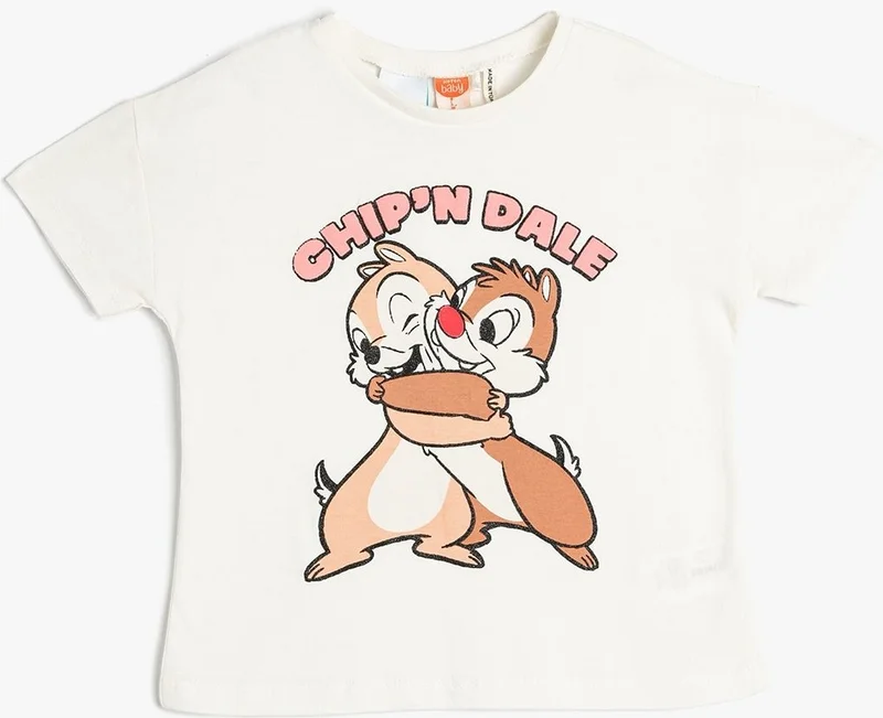 KOTON Chip and Dale T-Shirt Licensed Short Sleeve Crew Neck Cotton
