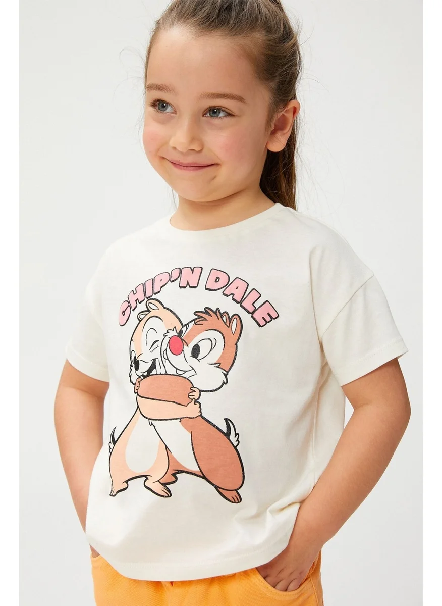 KOTON Chip and Dale T-Shirt Licensed Short Sleeve Crew Neck Cotton