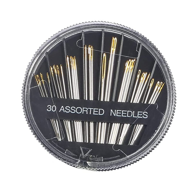 30 Pcs Hand Sewing Needles Handle Sewing Needle Set Assorted Sizes Embroidery Mending Craft Sew Case