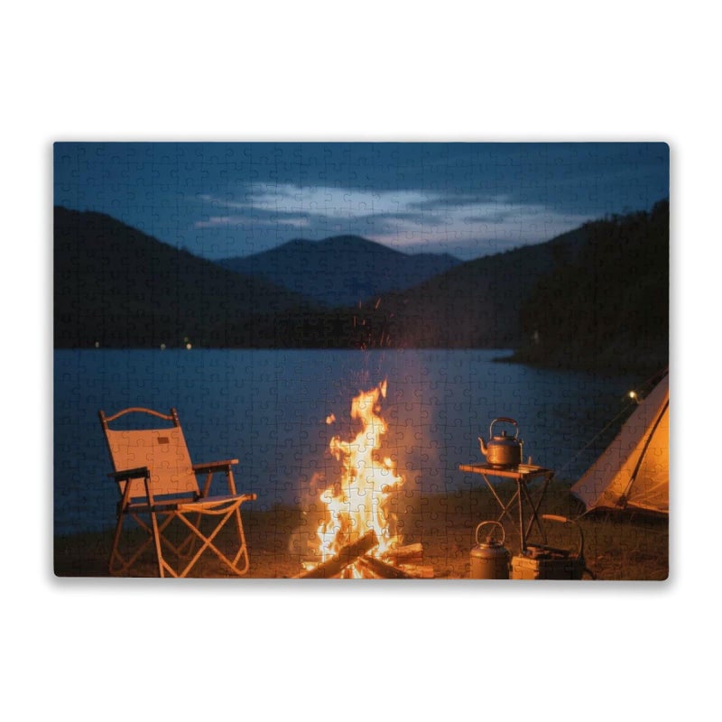 1000 Piece Jigsaw Puzzle Bonfire Camping Scene Family Fun Interactive Home Decoration - Image 2