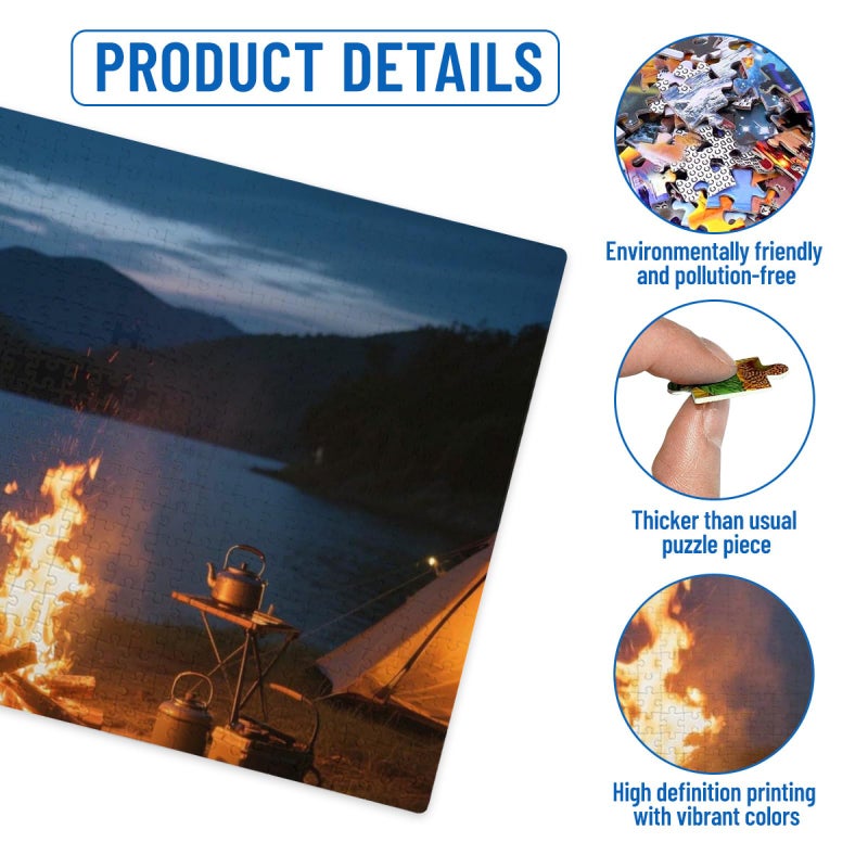 1000 Piece Jigsaw Puzzle Bonfire Camping Scene Family Fun Interactive Home Decoration - Image 4