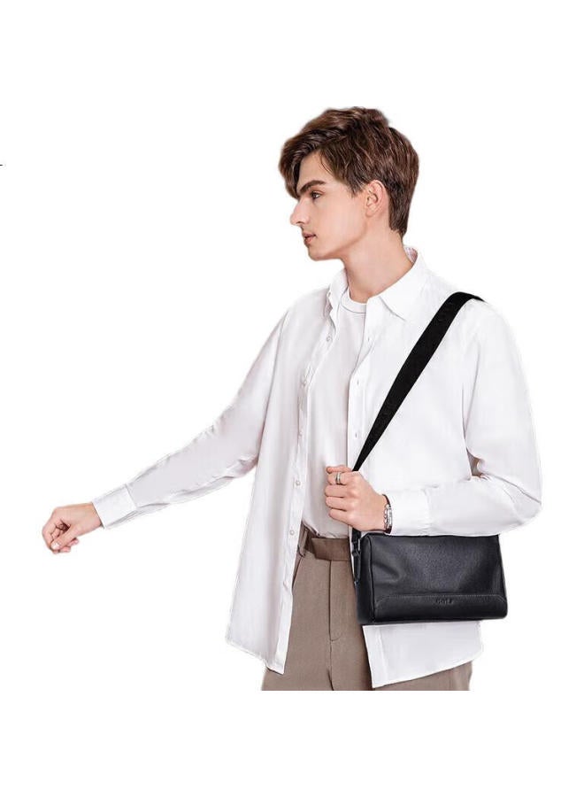 Golf Shoulder Bag For Men, Top-Grain Leather Crossbody Bag, Casual Ipad And Phone Bag, Large Capacity Business Commute Small Square Bag - Image 1