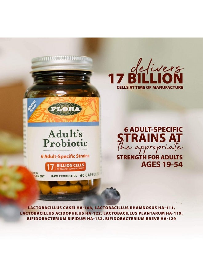Flora Adult Probiotic Blend Six Adultspecific Strains Gluten Free Raw Probiotic With 17 Billion Cells 120 Vegetarian Capsules  - Image 3