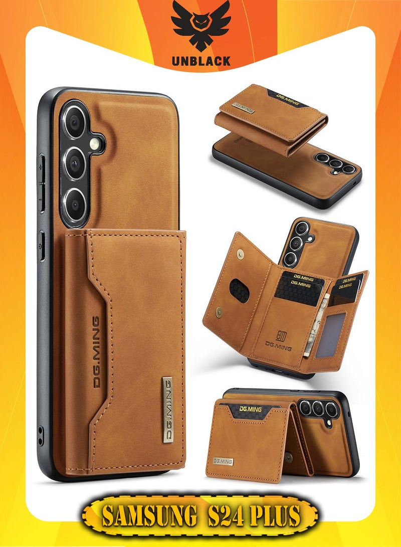 DGMING Wallet Case for Samsung Galaxy S24 Plus , DG.MING Premium Leather Phone Case Back Cover Magnetic Detachable with Trifold Wallet Card Holder Pocket for Samsung Galaxy S24 Plus (Coffee)  - Image 1