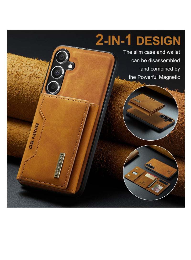 DGMING Wallet Case for Samsung Galaxy S24 Plus , DG.MING Premium Leather Phone Case Back Cover Magnetic Detachable with Trifold Wallet Card Holder Pocket for Samsung Galaxy S24 Plus (Coffee)  - Image 3