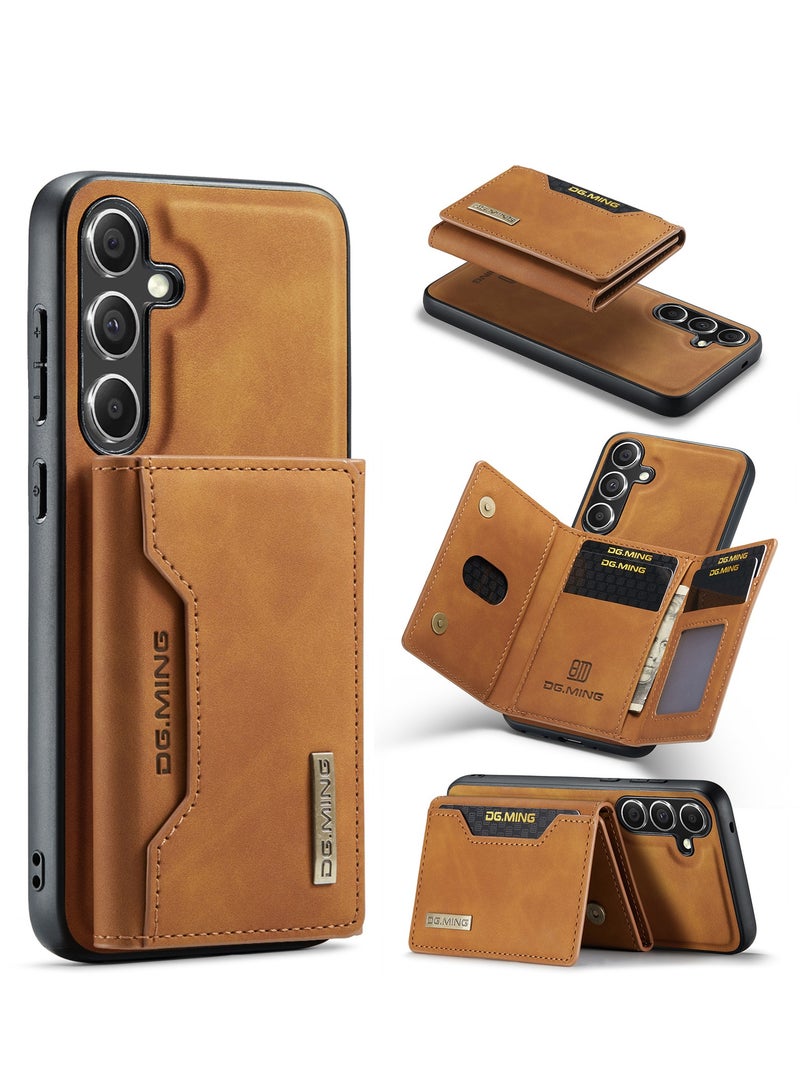 DGMING Wallet Case for Samsung Galaxy S24 Plus , DG.MING Premium Leather Phone Case Back Cover Magnetic Detachable with Trifold Wallet Card Holder Pocket for Samsung Galaxy S24 Plus (Coffee)  - Image 2