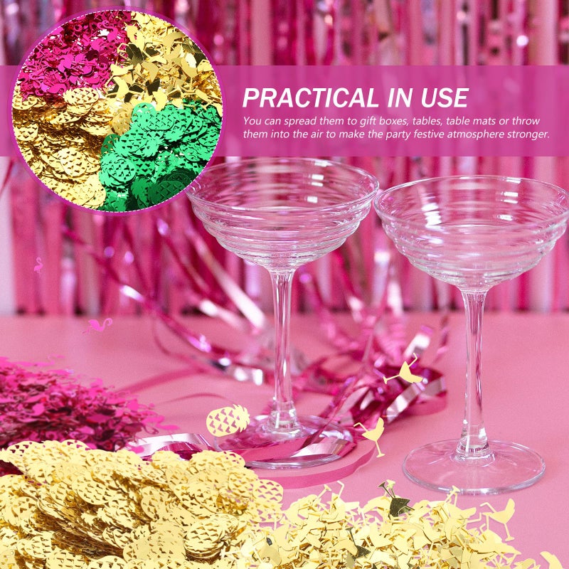 Pineapple Flamingo Wine Glass PVC Confetti Set 60g Tropical Luau Birthday Party Decorations - Image 4