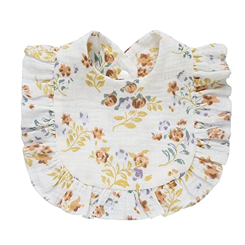 Nishine 4 PACK Solid Muslin Baby Drool Bibs Set for Unisex Boys Girls Cotton Adjustable Teething Feeding Drooling Bibs Flower Set - Image 3