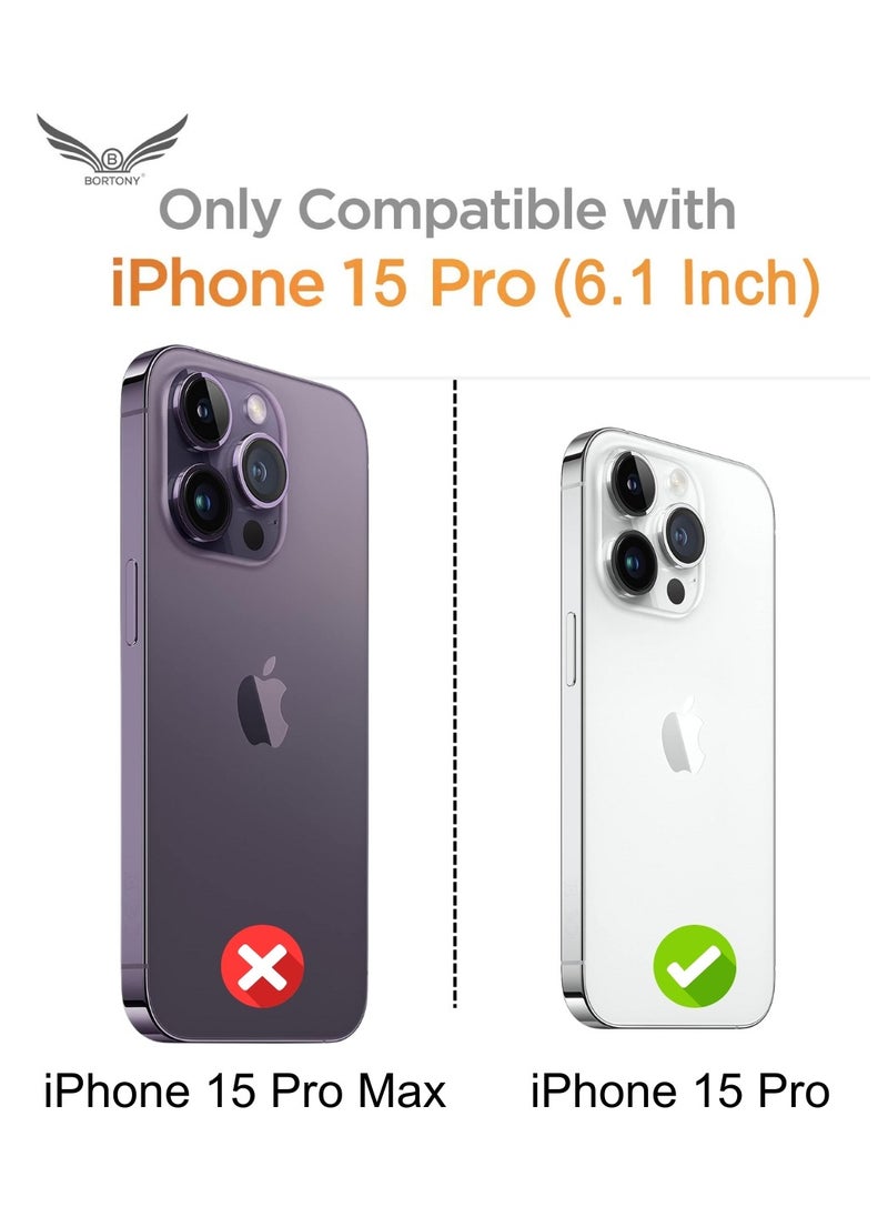 BORTONY - iPhone 15 Pro Case with 2X Screen Protector【3 in 1】Liquid Silicone Soft Silky Touch iPhone 15 Pro Cover Inside Microfiber Anti Scratch Shockproof Protective Case Cover - Image 1