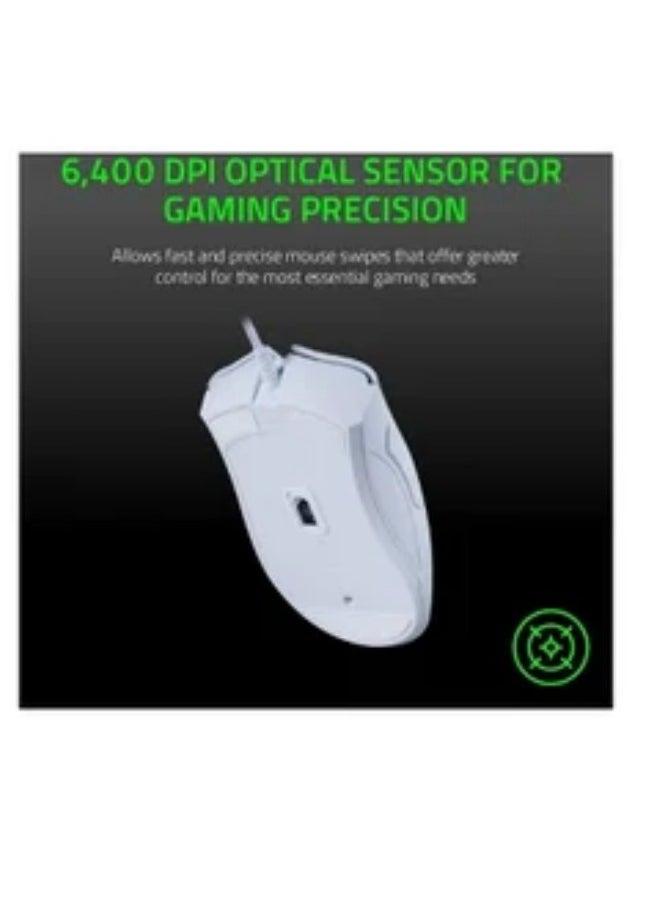 Generic DeathAdder Essential Wired Gaming Mouse with 6,400 DPI Optical Sensor, 5 Prog Buttons, Mechanical Switches, Ergonomic Form Factor, Standard Stock Feet, 10M Clicks, White  - Image 5