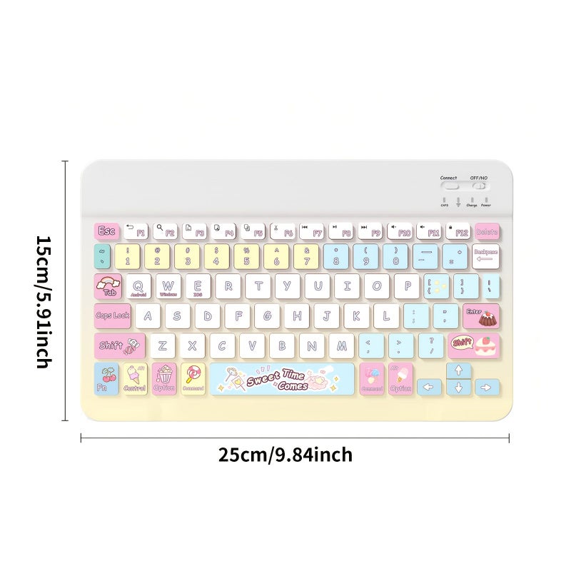 Updated Slim Rechargeable Bluetooth Wireless Keyboard Portable Compact Multicolored Compatible Samsung Galaxy Tab Tablet Android Windows Smartphone Cell Phone IOS Ipad - Image 2