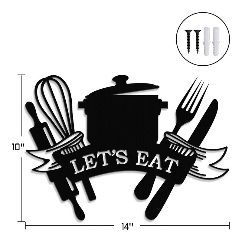 XORT Kitchen Metal Sign, Metal Kitchen Wall Art, Let's Eat Sign for Home Kitchen Dining Living Room Hanging Plaque Decoration. (Black - 14 x 10 inch) - Image 4