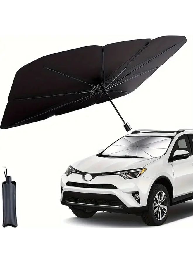 Foldable Auto Sunshade Umbrella Silver Car Front Window Cover Heat Resistant Easy Storage - Image 3