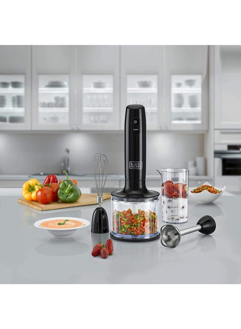 BLACK&DECKER Hand Blender, 600W, 600ml Chopping Bowl, 500ml Beaker, Stainless Steel, Dual Speed, 3-in-1 Functionality, Anti-Slip, Perfect for Blending, Chopping, Whisking - Image 2