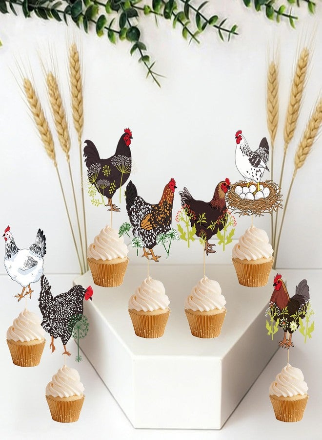 Yavxzvbw 36Pcs Chicken Cupcake Toppers: Chicken Cake Decorations Chicken Party Decorations Chicken Birthday Decorations Farm Animal Cupcake Toppers - Image 3