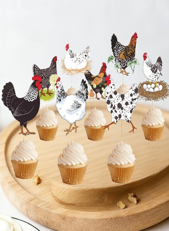 Yavxzvbw 36Pcs Chicken Cupcake Toppers: Chicken Cake Decorations Chicken Party Decorations Chicken Birthday Decorations Farm Animal Cupcake Toppers - Image 4