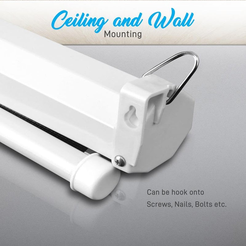 Pyle Manual Pull Down Projector Screen - Universal 100-inch Roll-Down Retractable Manual Screen w/ Auto-Locking, Adjustable Screen Height, Black Masking Border -Home PRJSM1006 - Image 4