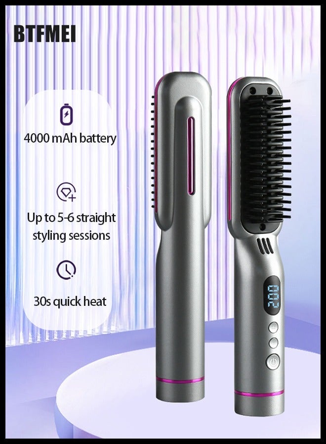 BTFMEI Straightening Comb,Hair Straightener Brush,Hair Dryer Brush Styler Professional Ceramic,3-in-1 Styling (Straighten, Flip, Curl) For Home Uses Dual Voltage Hair - Image 2
