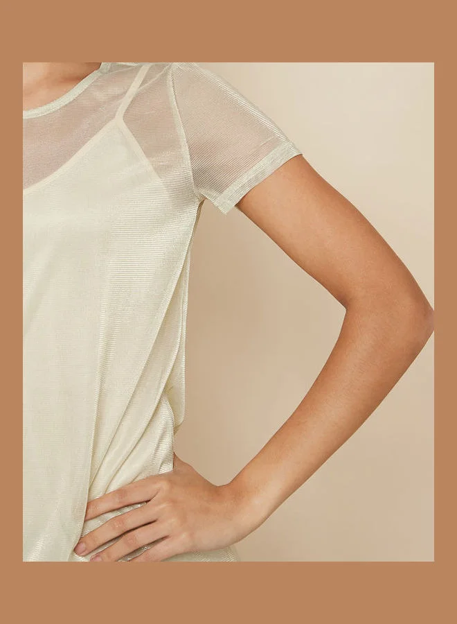 Styli Short Sleeves Mesh Insert Mini Dress