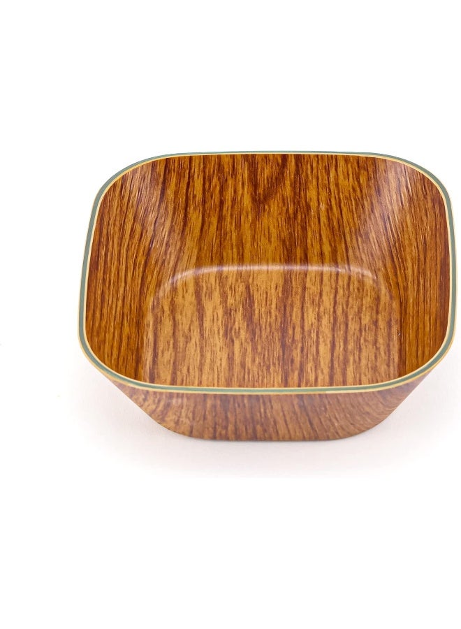 Hometown وعاء إيفلين الخشبي المصنوع من البوليسترين لتقديم الأرز والسلطة والحساء والفواكه والوجبات الخفيفة، أوعية خشبية مصنوعة يدويًا، أدوات مائدة، أدوات المطبخ، أدوات تناول الطعام، خفيفة الوزن ومتينة، لون بني (S - 11x4 سم) - Image 2