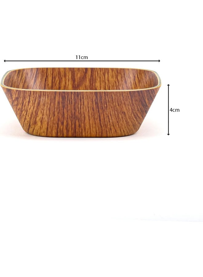 Hometown وعاء إيفلين الخشبي المصنوع من البوليسترين لتقديم الأرز والسلطة والحساء والفواكه والوجبات الخفيفة، أوعية خشبية مصنوعة يدويًا، أدوات مائدة، أدوات المطبخ، أدوات تناول الطعام، خفيفة الوزن ومتينة، لون بني (S - 11x4 سم) - Image 3