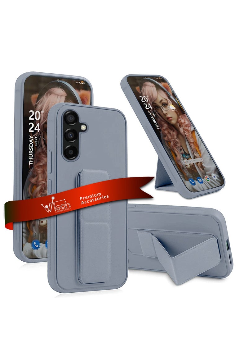 Wtech Hand Grip And Multi Stand Magnetic Car Mount Kickstand Finger Strap Case Cover For Samsung Galaxy S24 5G 2024 Grey - Image 1