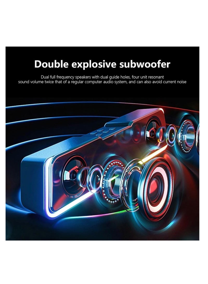 Portable Colorful Bluetooth Speaker with Subwoofer for TV and Karaoke, High Power Wireless Sound Bar for Desktop and Home - Image 2