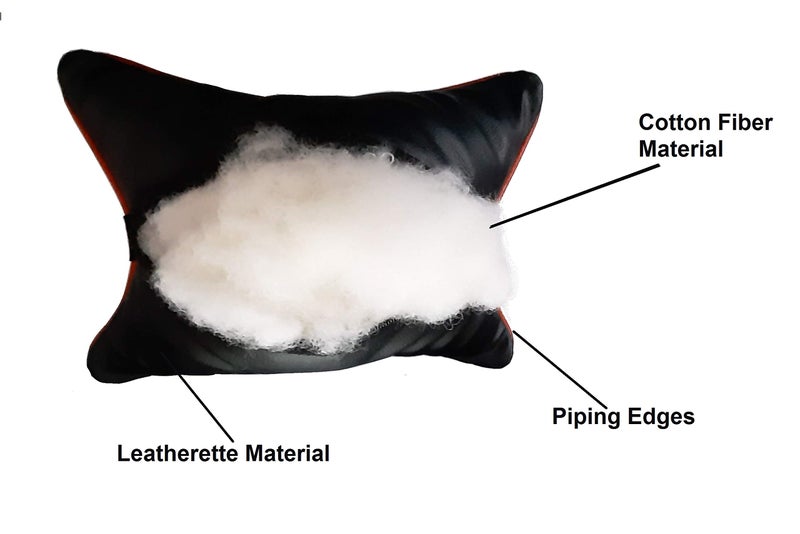 Auto Hub Car Neck Rest Pillow, Car Cushion for All Cars - PU Leather Pack of 2 (Black-Red) - Image 5