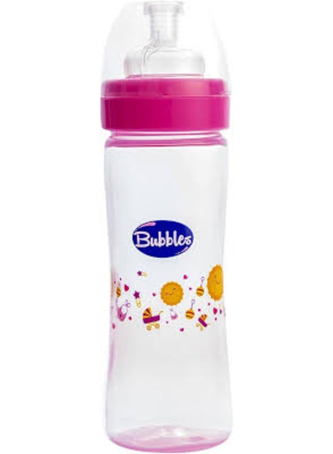 BUBBLES Classic Baby Feeding Bottle – Handle-Free, Pink, 270ml, Practical Baby Bottle - Image 1
