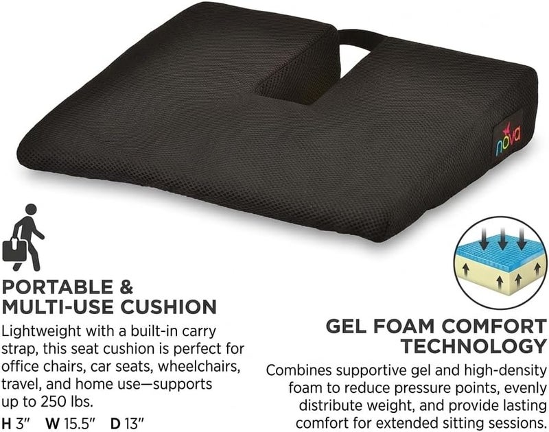 NOVA Medical Products Foam Car Seat Cushion with Removable, Washable Cover - Black - Image 4
