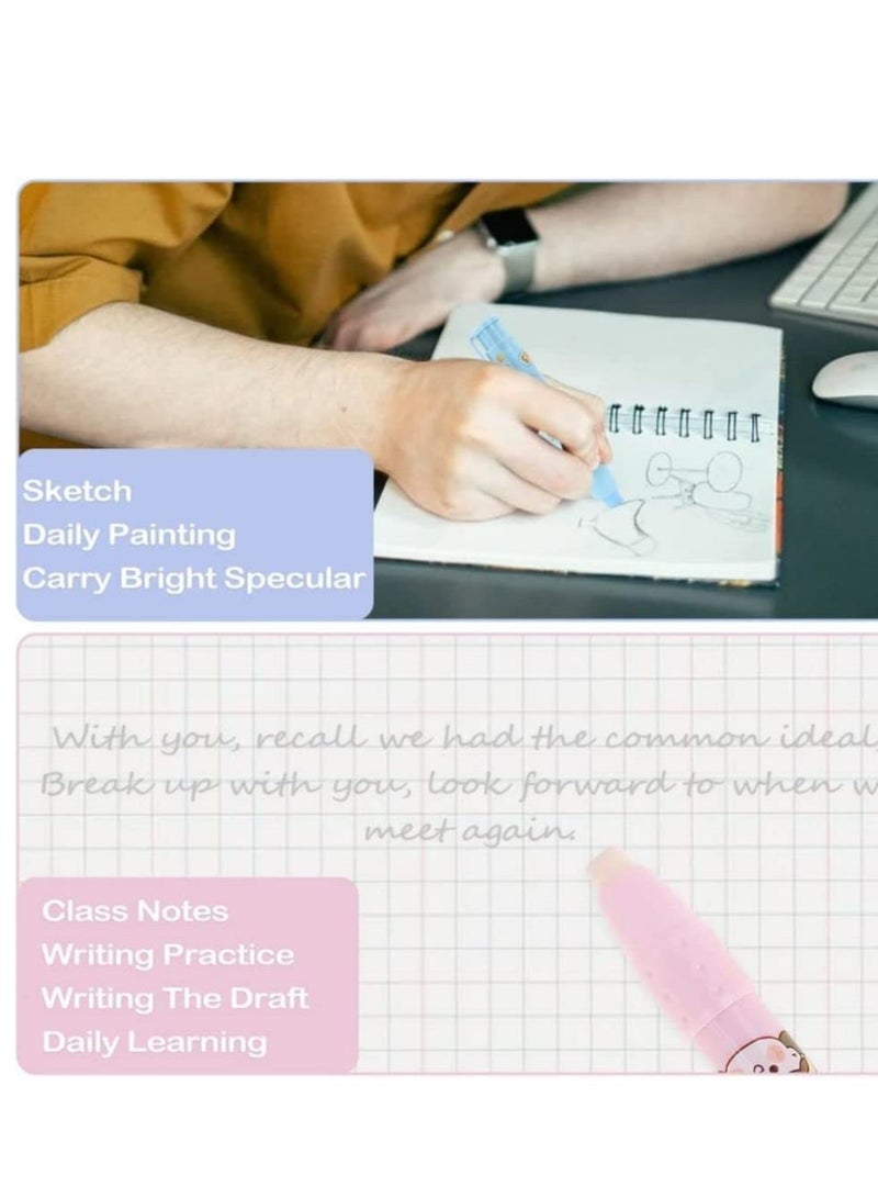 SYOSI 4Pcs Retractable Click Eraser with 4Pcs Refill Erasers, C ute Pen Shaped Erasers, Press Type Mechanical Eraser for Kids Students Painting Writing - Image 2
