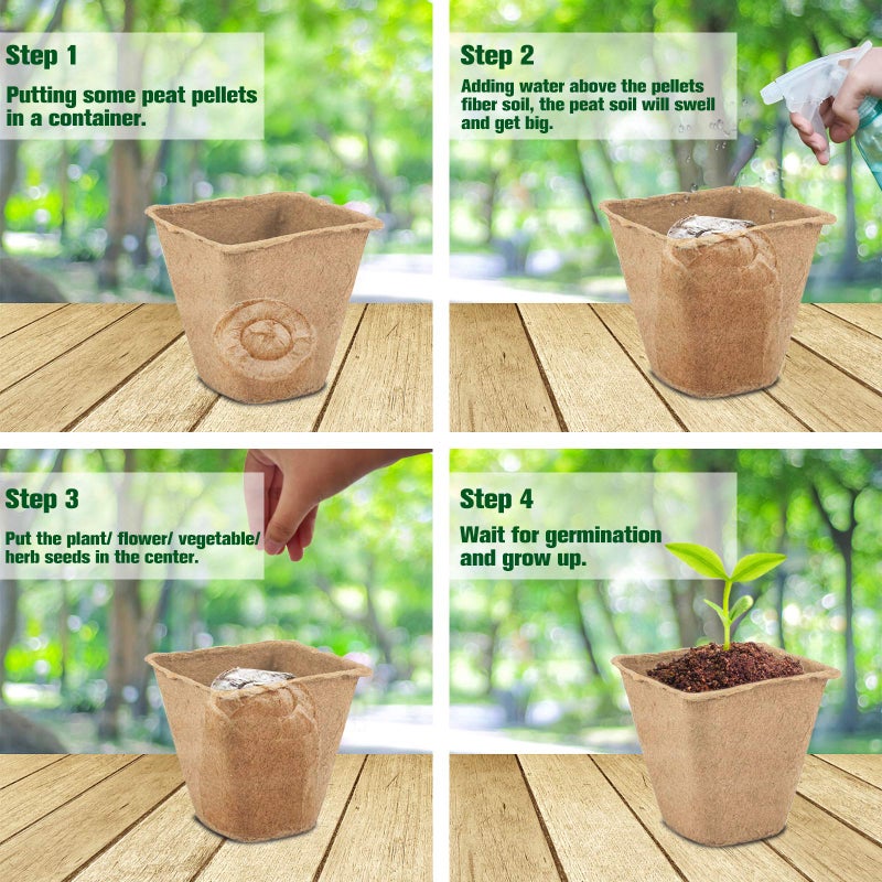 ZeeDix 30mm 55Pcs Compressed Peat Pellet Fiber Soil Plant Seed Starters - Nursery Plugs Pallet Seedling Soil Block for Grow Herbs Plant Flowers Vegetables(with Box) - Image 4