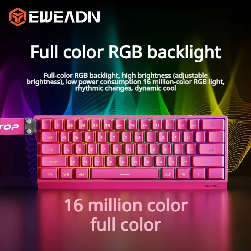 Eweadn F61 Custom Mechanical Keyboard, 61 Keys, Tri-Mode Bluetooth 2.4G Wired, Hot-Swap, RGB Backlit, Portable Gaming - Image 3