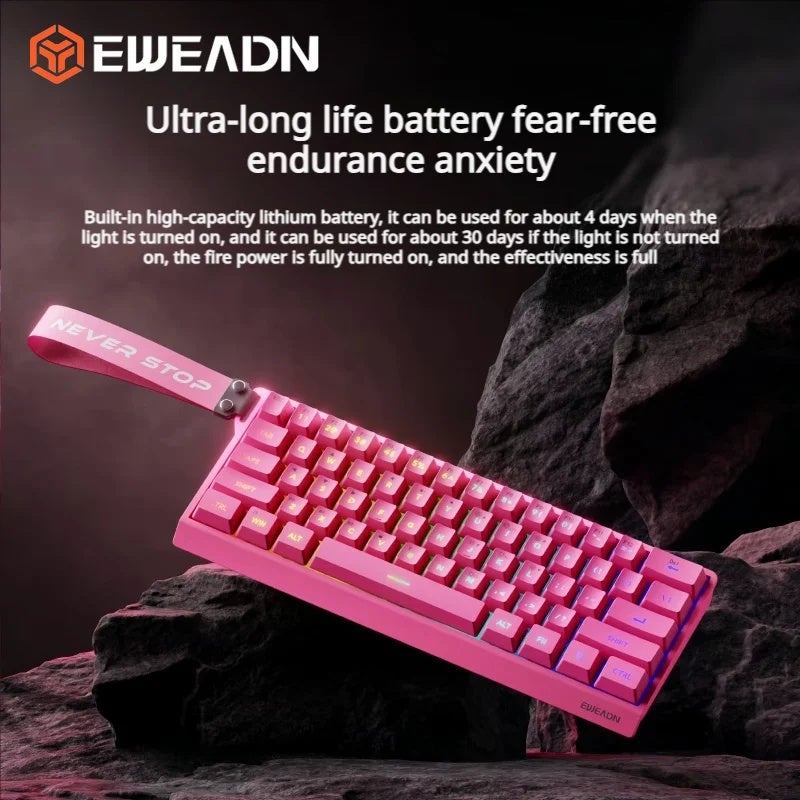 Eweadn F61 Custom Mechanical Keyboard, 61 Keys, Tri-Mode Bluetooth 2.4G Wired, Hot-Swap, RGB Backlit, Portable Gaming - Image 4