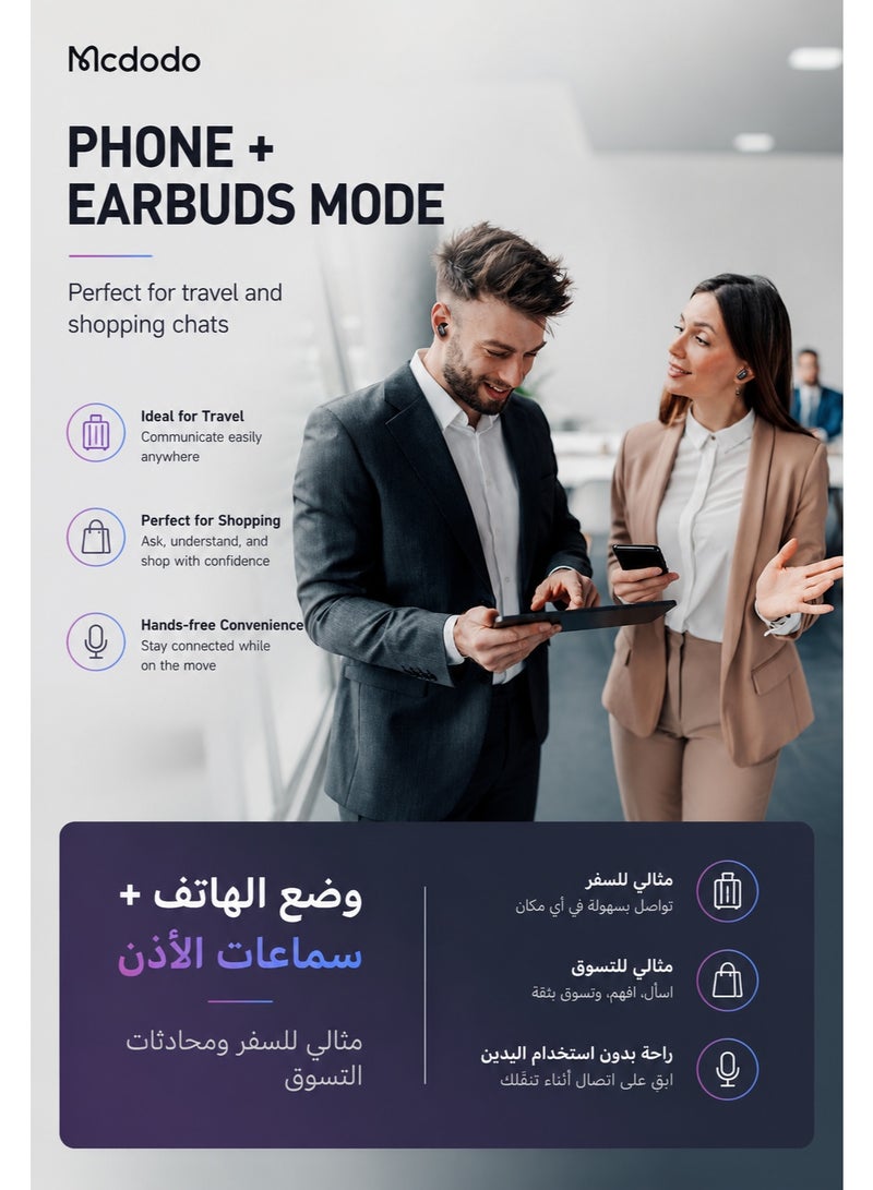 Mcdodo AI Translator Earbuds, 134 Languages, Real-time Translation, ANC and ENC, Speak A01, IPX4, iPhone Android, Silver, HP-8221 - Image 4