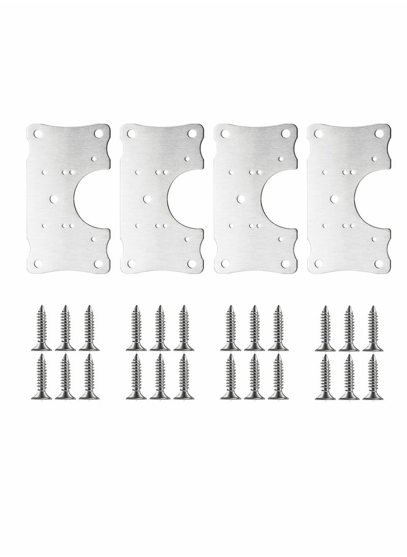 Generic - Cabinet Hinge Repair Plate, Stainless Steel Kits with Mounting Screws Wooden for Protecting Furniture and Kitchen Cabinet(4 Half Hole) - Image 1