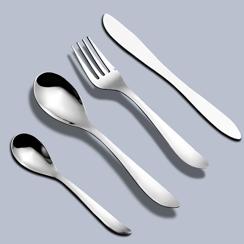 Parage 24 Pieces Premium Stainless Steel Cutlery Set for Home Kitchen Contains 6 Table Spoons 6 Forks 6 Tea Spoons 6 Knives Spoon Set Luxury Dining Tableware Gift for House Warming Silver - Image 1