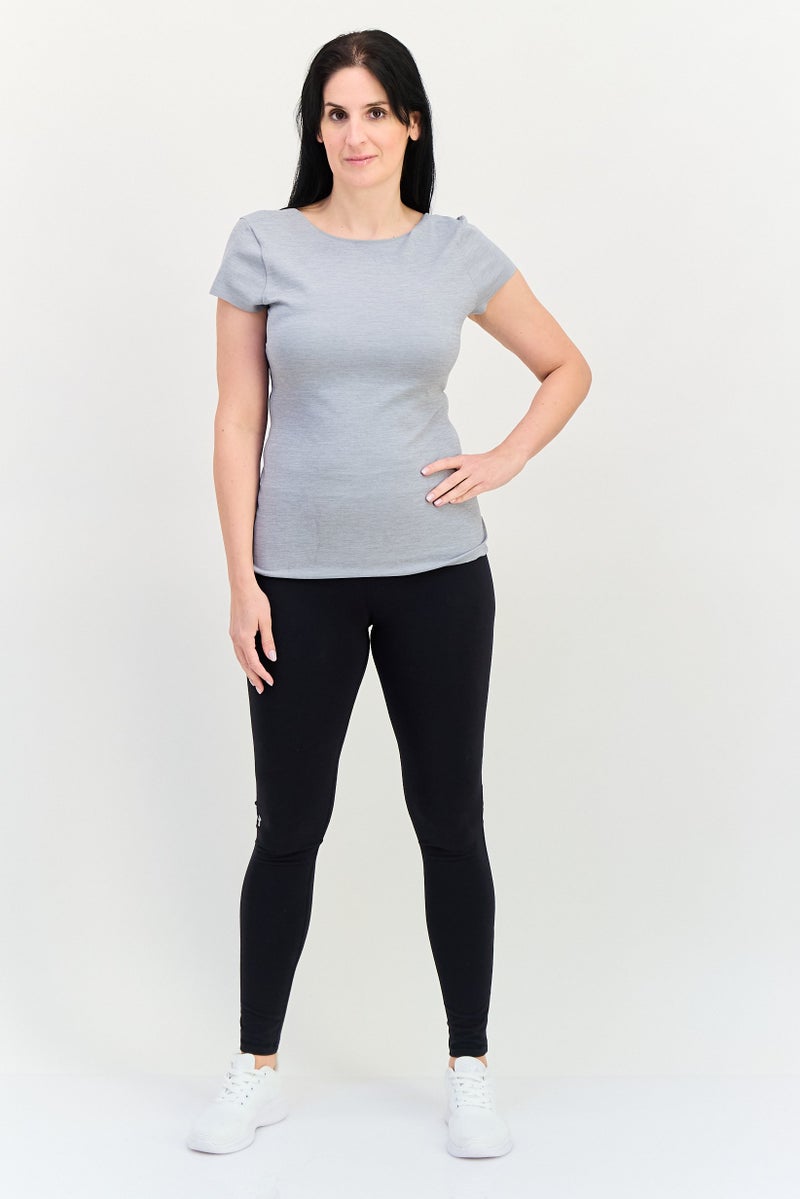 Nike Women Sportswear Fit Short Sleeve Yoga Top, Grey - Image 4