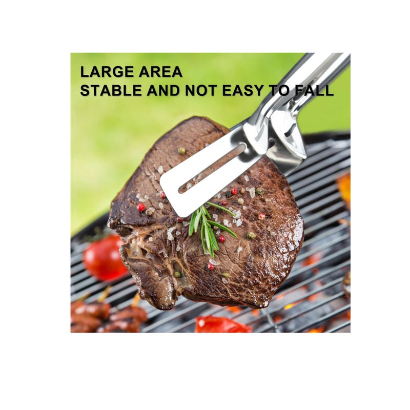 SOLARAE Spatula Tongs, 2 Pack Stainless Steel Grill Clamp Spatula Flipper, Kitchen Cooking Tongs, Barbecue Clamp Food Flip Shovel Clip, 10 Inch Double-sided Shovel Clip, for Bread Hamburger BBQ Pizza - Image 5