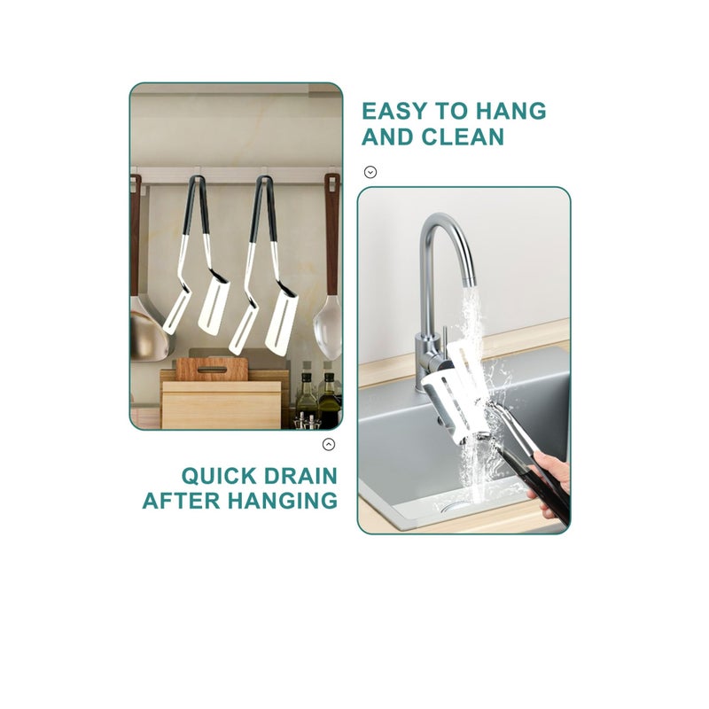 SOLARAE Spatula Tongs, 2 Pack Stainless Steel Grill Clamp Spatula Flipper, Kitchen Cooking Tongs, Barbecue Clamp Food Flip Shovel Clip, 10 Inch Double-sided Shovel Clip, for Bread Hamburger BBQ Pizza - Image 4