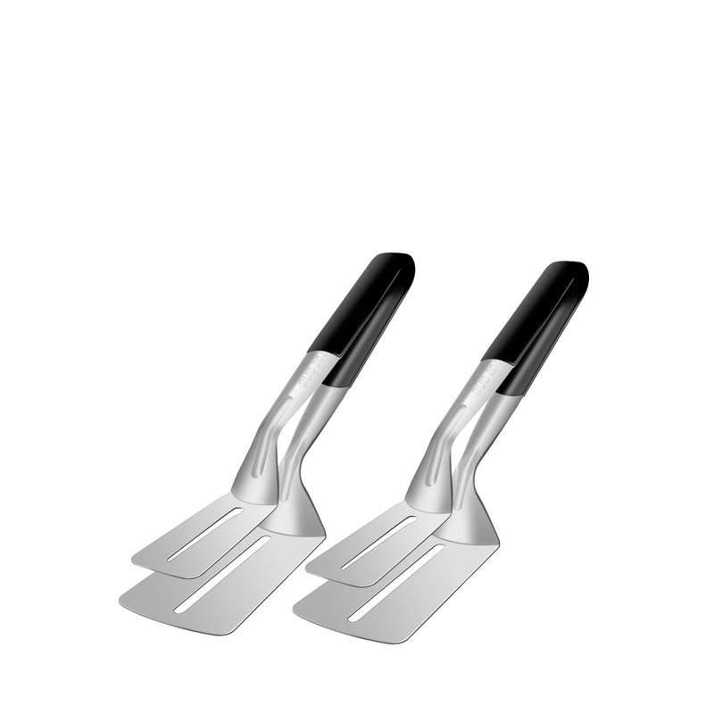 SOLARAE Spatula Tongs, 2 Pack Stainless Steel Grill Clamp Spatula Flipper, Kitchen Cooking Tongs, Barbecue Clamp Food Flip Shovel Clip, 10 Inch Double-sided Shovel Clip, for Bread Hamburger BBQ Pizza - Image 1