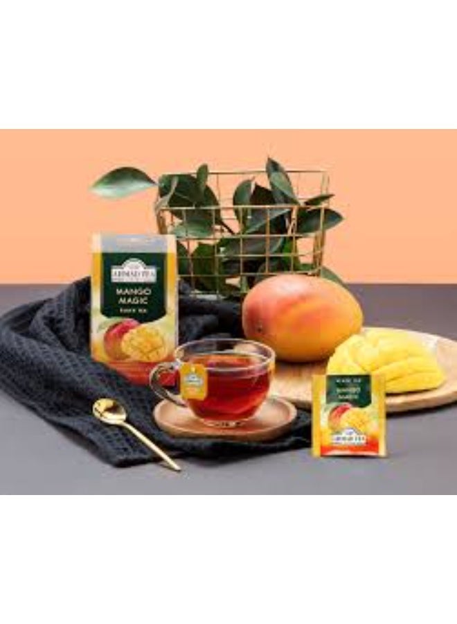 Ahmad Tea Mango Magic Flavoured Black Tea – 20 Foil Teabags – Premium Black Tea with Real Fruit Pieces - Image 3