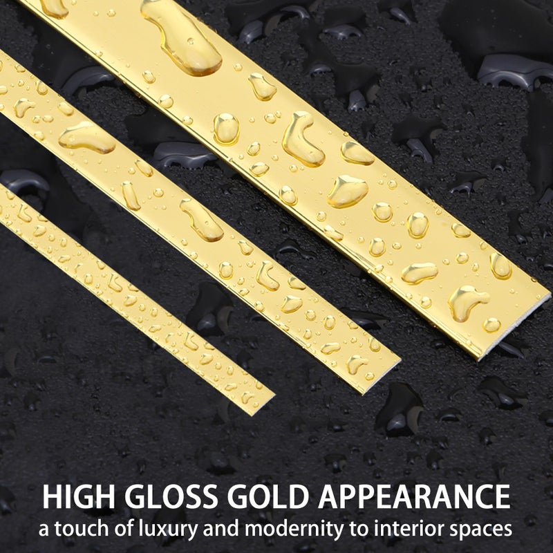 QDYMXUN Glossy Gold Peel and Stick PVC Molding Trim, Flexible DIY Wall Accent Strip for Mirror Frame, Cabinet, Edges & Borders and Tiles (197''L x 0.4''W) - Image 2