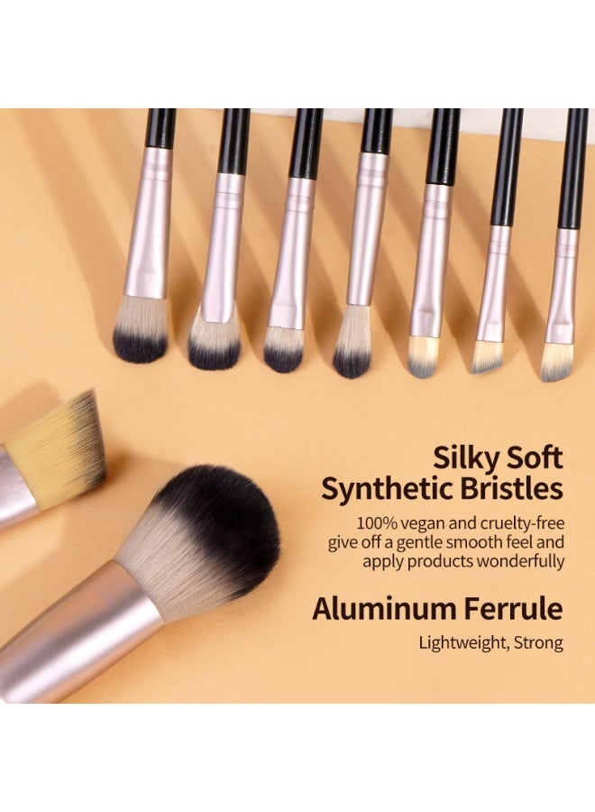 MAANGE Makeup Brushes Set 10 Pcs Makeup Brushes Premium Synthetic Brushes for Foundation Blending Face Powder Blush Eyesshadow Make-up Brush Kits with Cosmetics Bag. (Black/Gold) - Image 4