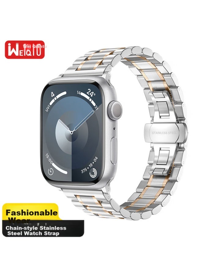 Wei Qiantu Weiqiantu Apple Watch Band For Ultra 2/3 Stainless Steel Metal S10/9/8/se Men's 44/45/46/49mm - Image 1
